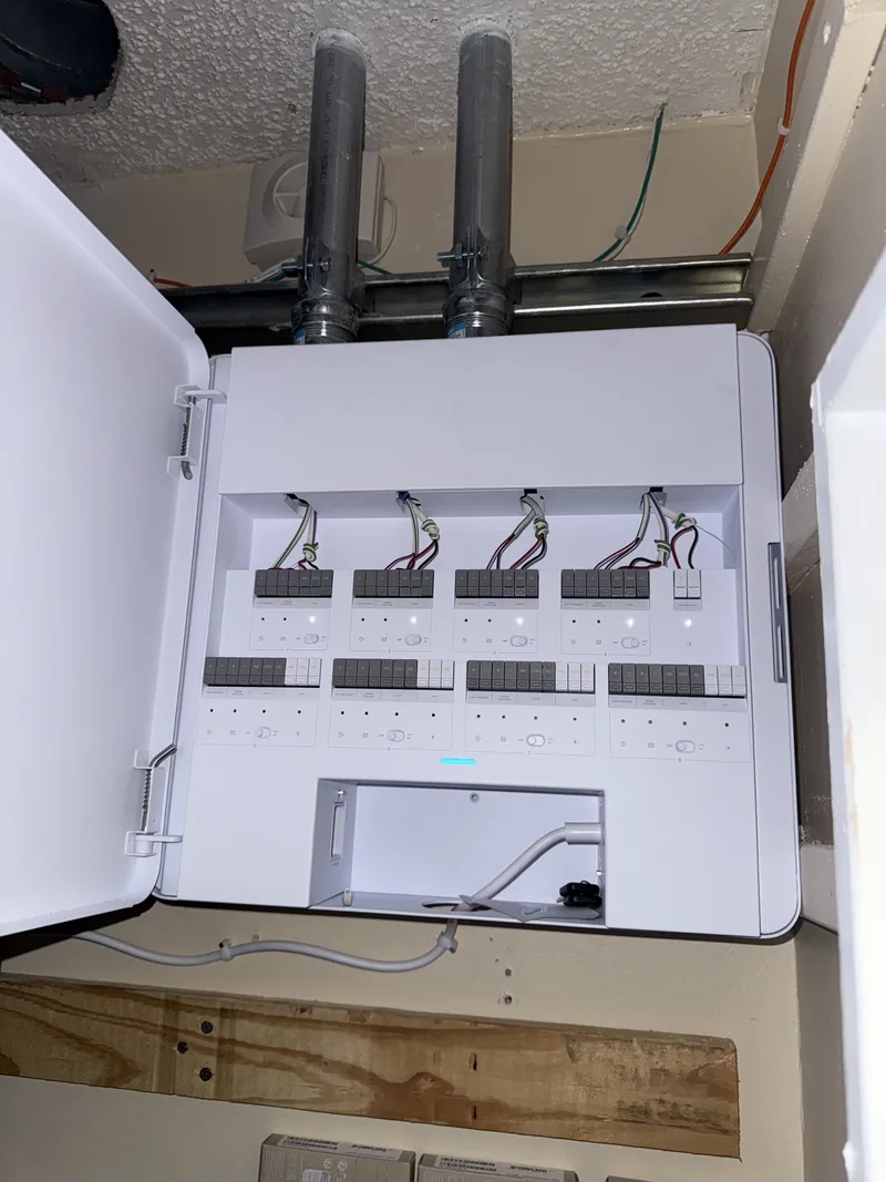 Structured wiring panel with neatly installed cabling